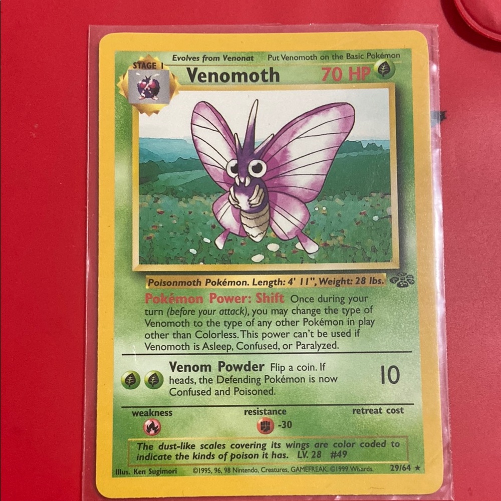 Venomoth 29/64 Jungle Unlimited - Non Holo Rare -  WOTC Pokemon Card
